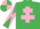 Silk - Emerald Green, Pink Cross of Lorraine, diabolo on sleeves, quartered cap