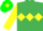 Silk - EMERALD GREEN, yellow triple diamond & sleeves, em. green cap, yellow diamond