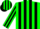 Silk - Green and  Black Stripes, White 'SG' in