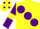 Silk - Yellow, large Purple spots, Purple sleeves, Yellow armlets, Yellow cap, Purple spots