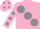 Silk - Pink, large Grey spots, Grey spots on sleeves and cap