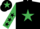 Silk - Black, Emerald Green star, Emerald Green sleeves, Black stars, Black cap, Emerald Green star