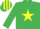 Silk - Emerald Green, Yellow star, Yellow and Emerald Green striped cap