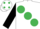 Silk - White, large Emerald Green spots, Black sleeves, White cap, Emerald Green spots