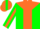 Silk - GREEN, orange yoke & 'S', orange stripe