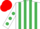 Silk - WHITE & EMERALD GREEN STRIPES, emerald green spots on sleeves, red cap