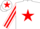 Silk - WHITE, red star, striped sleeves, white cap, red star