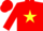 Silk - Red, black 'R' on yellow star, red cap