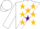 Silk - WHITE, three gold stars on purple sash,