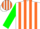 Silk - WHITE, orange stripes on green sleeves,