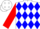 Silk - White, Blue Diamonds, Red Sleeves, White