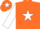 Silk - Orange, White star and sleeves, White star on cap