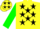 Silk - Yellow, Black stars, Green sleeves, Yellow cap, Black stars