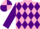 Silk - Pink and purple diamonds, Purple sleeves, Pink and Purple quartered cap