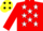 Silk - RED, white stars, yellow cap, black spots
