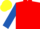 Silk - Red, royal blue sleeves, yellow cap