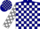 Silk - Navy blue, grey and white blocks, white