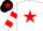 Silk - WHITE, red star, hooped sleeves, black cap, red star
