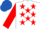 Silk - White, Red stars and sleeves, Royal Blue cap