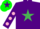 Silk - PURPLE, em.green star, purple sleeves, pink spots, em. green cap, purple star