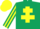 Silk - DARK GREEN, YELLOW Cross of Lorraine, striped sleeves, YELLOW cap