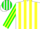 Silk - WHITE, green and yellow stripes, white