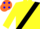 Silk - Yellow, Black sash, Orange cap, Blue spots