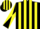 Silk - Black and Yellow stripes, diabolo on sleeves, striped cap