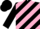 Silk - BLACK and PINK diagonal stripes, black