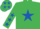 Silk - Emerald Green, Royal Blue star, Emerald Green sleeves, Royal Blue stars and stars on cap