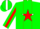 Silk - Green, Red 'N' on White Star, Red Stripe