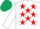 Silk - White, Red stars, White sleeves, Dark Green cap