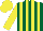 Silk - Dark Green and Yellow stripes, Yellow sleeves and cap