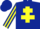 Silk - Dark Blue, Yellow Cross of Lorraine, striped sleeves