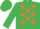 Silk - Emerald Green, Orange stars, Emerald Green sleeves and cap