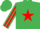 Silk - EMERALD GREEN, RED star, striped sleeves, EMERALD GREEN cap