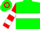 Silk - Green, Red 'GG' on White Hoop, White