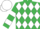 Silk - Emerald Green and White diamonds, hooped sleeves, White cap