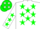 Silk - White, Green Stars