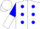 Silk - WHITE, blue spots, blue and white halved