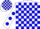 Silk - White, Blue Blocks, Blue spots on Sleeves
