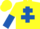 Silk - Yellow, Royal Blue Cross of Lorraine, halved sleeves