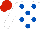 Silk - WHITE, royal blue spots, white sleeves, red cap