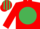 Silk - RED, emerald green disc, striped cap