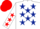 Silk - WHITE, dark blue stars, white sleeves, red stars, red cap