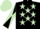 Silk - BLACK, light green stars, diabolo on sleeves, light green cap