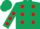 Silk - Dark Green, red Polka spots