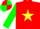 Silk - Red, Yellow star, Green sleeves, Red and Green quartered cap