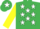 Silk - EMERALD GREEN, white stars, yellow sleeves, emerald green cap, white star