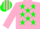 Silk - Pink, green stars, Pink sleeves, Striped cap